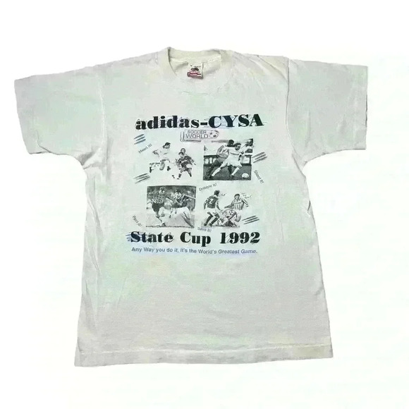 Vintage adidas CYSA Soccer World State Cup 1992 T-Shirt size medium usa made - Picture 1 of 8